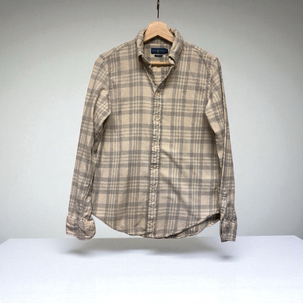 Ralph Lauren Tan Checkered Button-Down Shirt